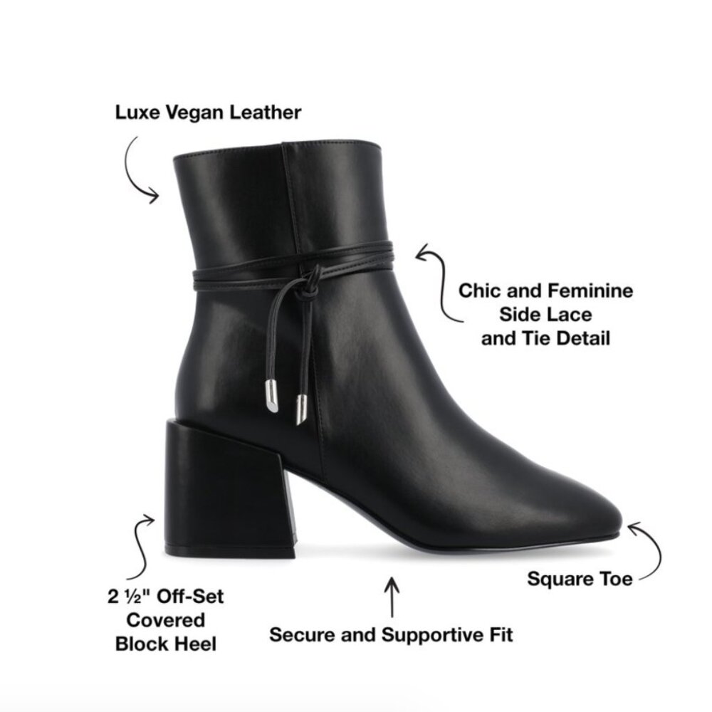 NIB Journee Beverley Ankle Block Heel Booties, Black, Size 10